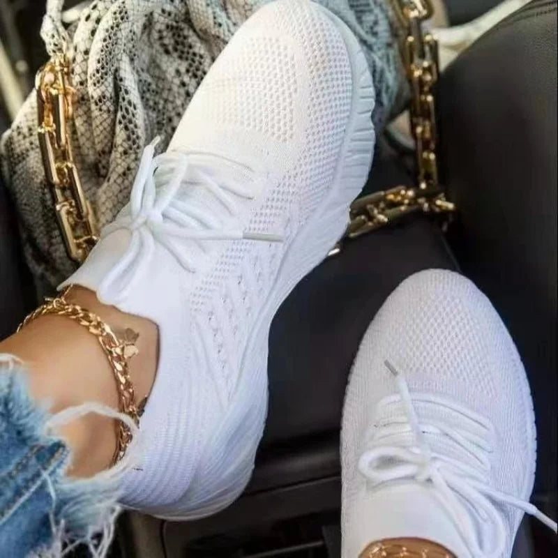 Mesh Breathable Women Casual Sneakers Lace-up Vulcanized Shoes Ladies Platform Sneakers Female Shoes Plus Size Zapatos De Mujer