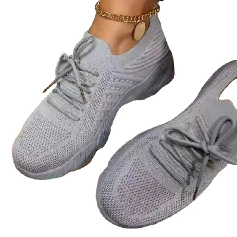 Mesh Breathable Women Casual Sneakers Lace-up Vulcanized Shoes Ladies Platform Sneakers Female Shoes Plus Size Zapatos De Mujer